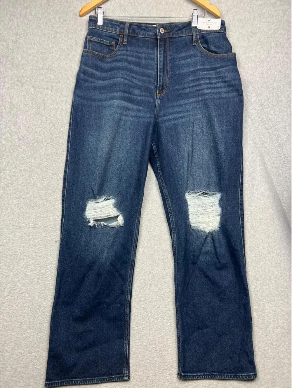 90s Hollister Curvy Ultra High-Rise Dad Jeans Womens 15R Distressed Denim